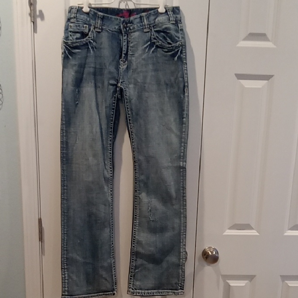 Rock & Roll Cowgirl Faded Blue Straight Jeans